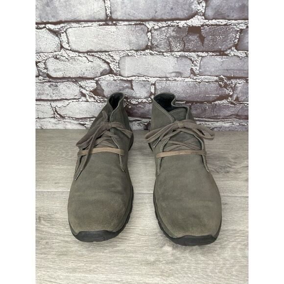 Eddie Bauer Green Brown Suede Leather Mid Lace Up Desert Boots Men 11.5M US/46EU - Picture 2 of 16